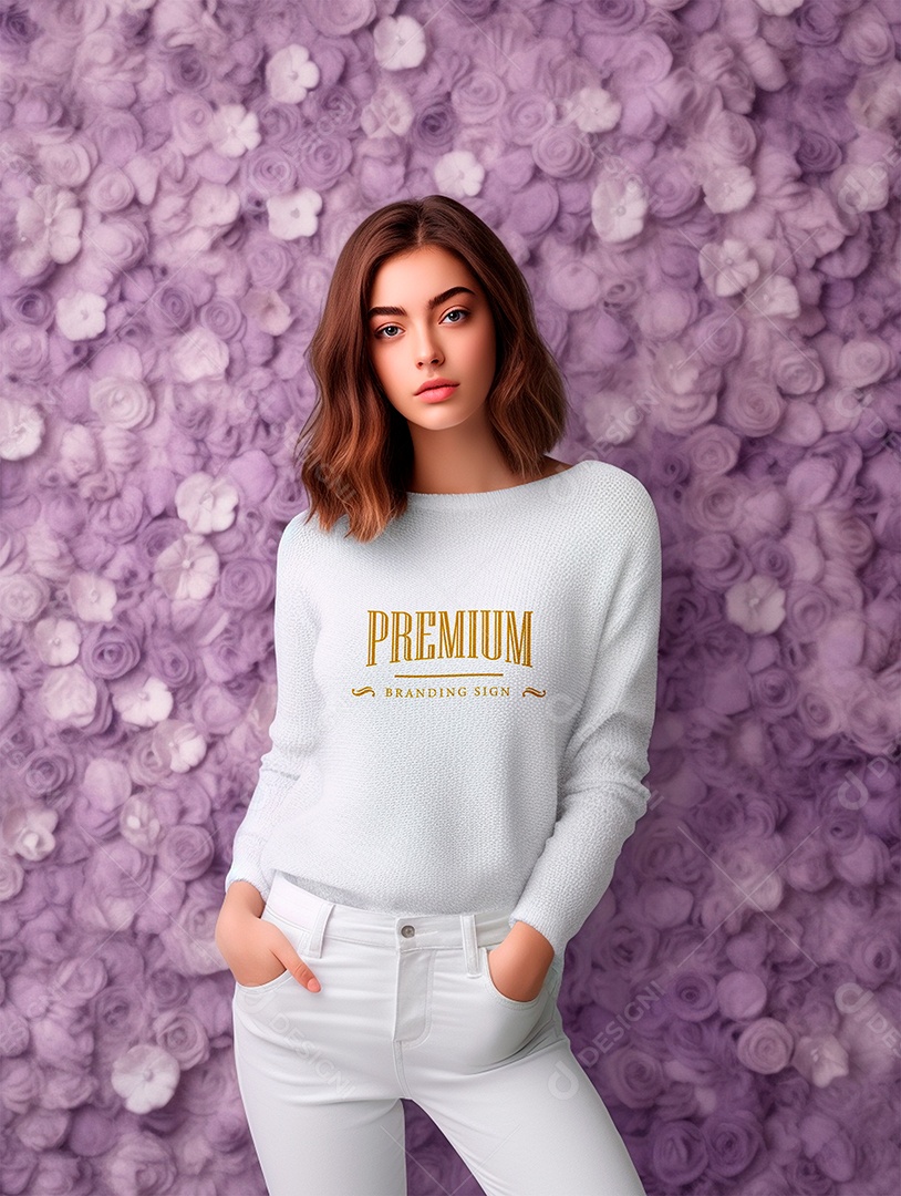 Mockup de Moletom Feminina PSD Editável