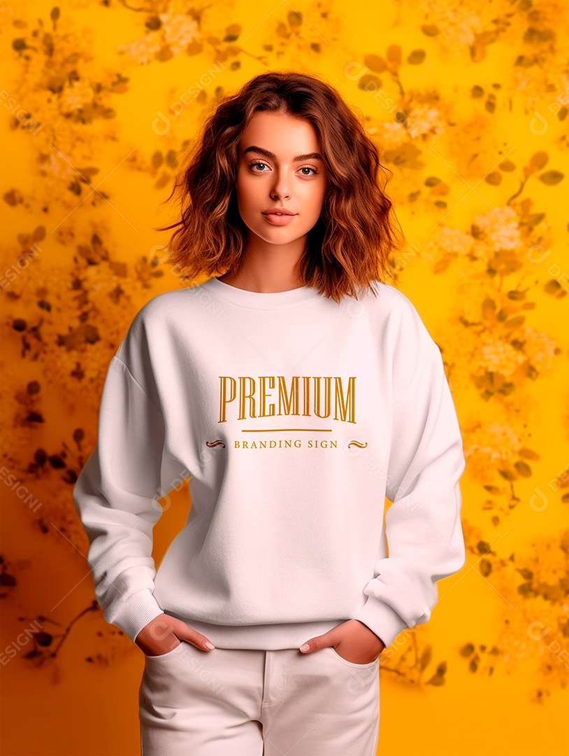 Mockup de Moletom Feminina PSD Editável