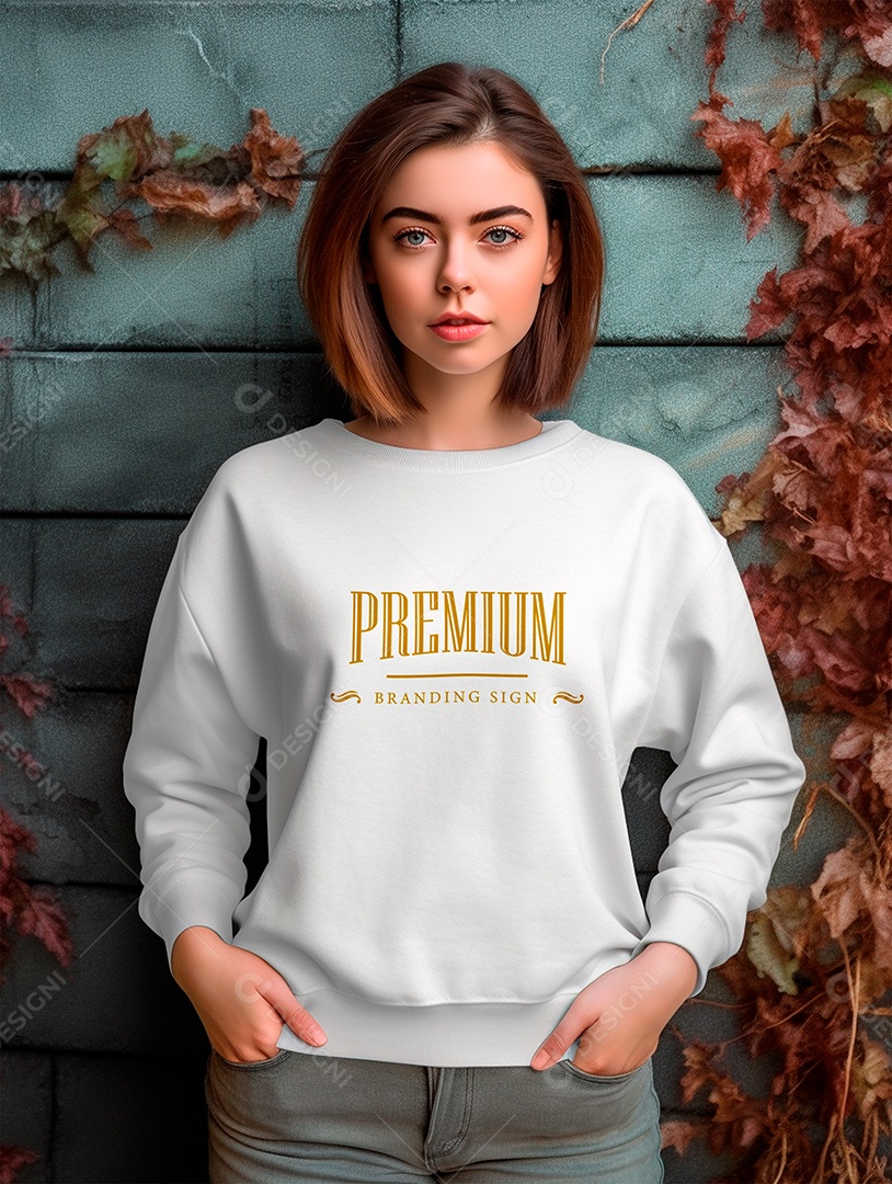 Mockup de Moletom Feminina PSD Editável