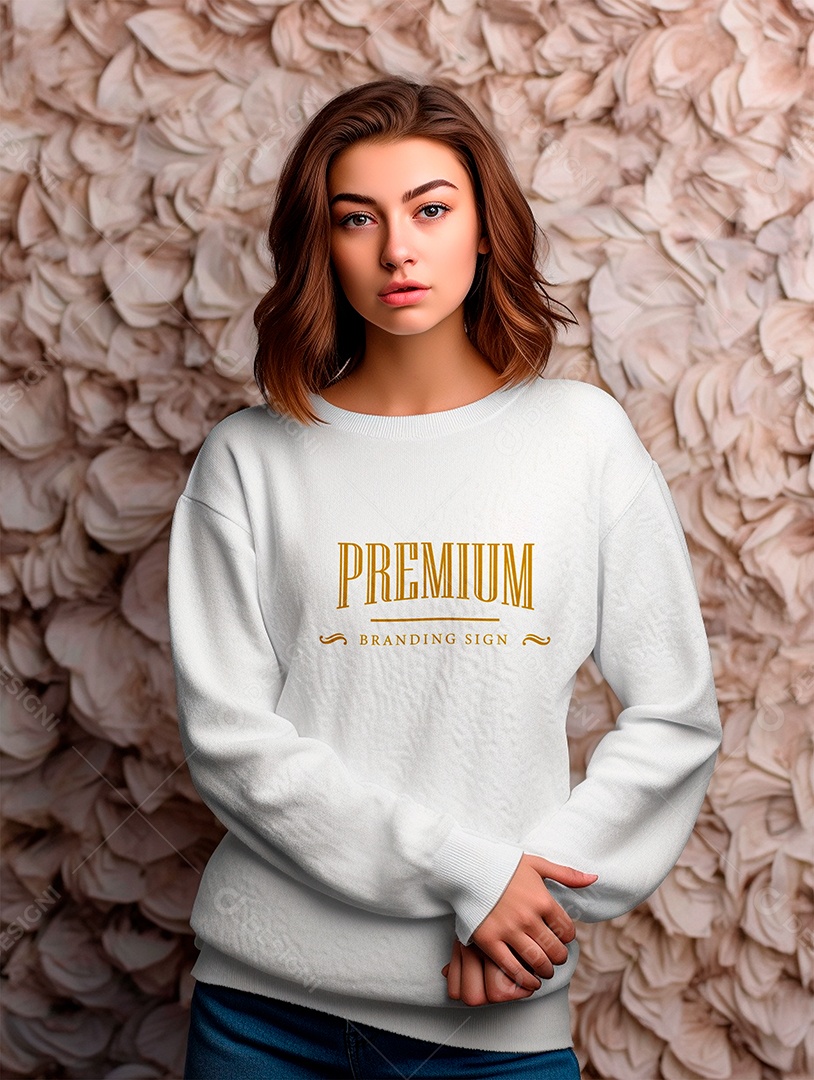 Mockup de Moletom Feminina PSD Editável