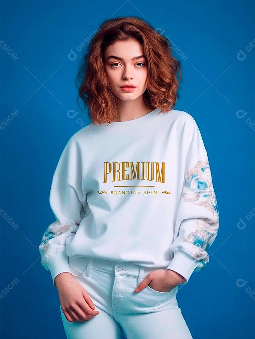 Mockup de Moletom Feminina PSD Editável