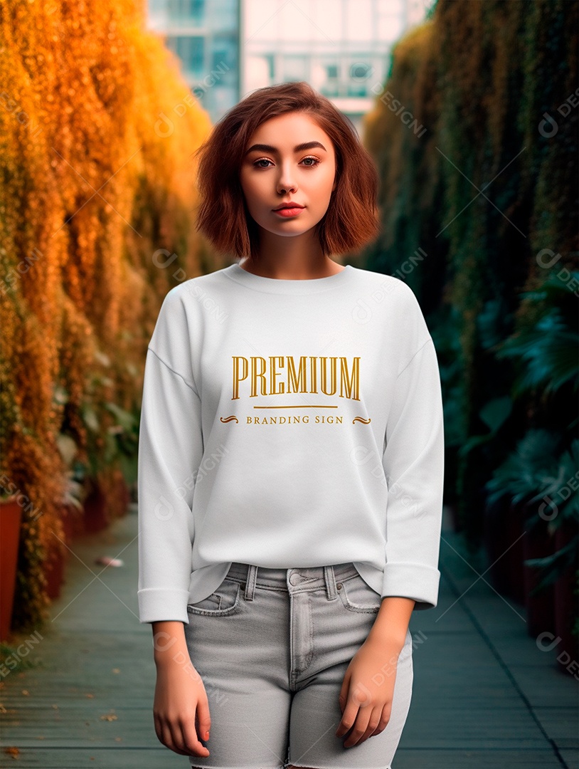 Mockup de Moletom Feminina PSD Editável