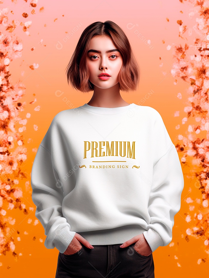 Mockup de Moletom Feminina PSD Editável
