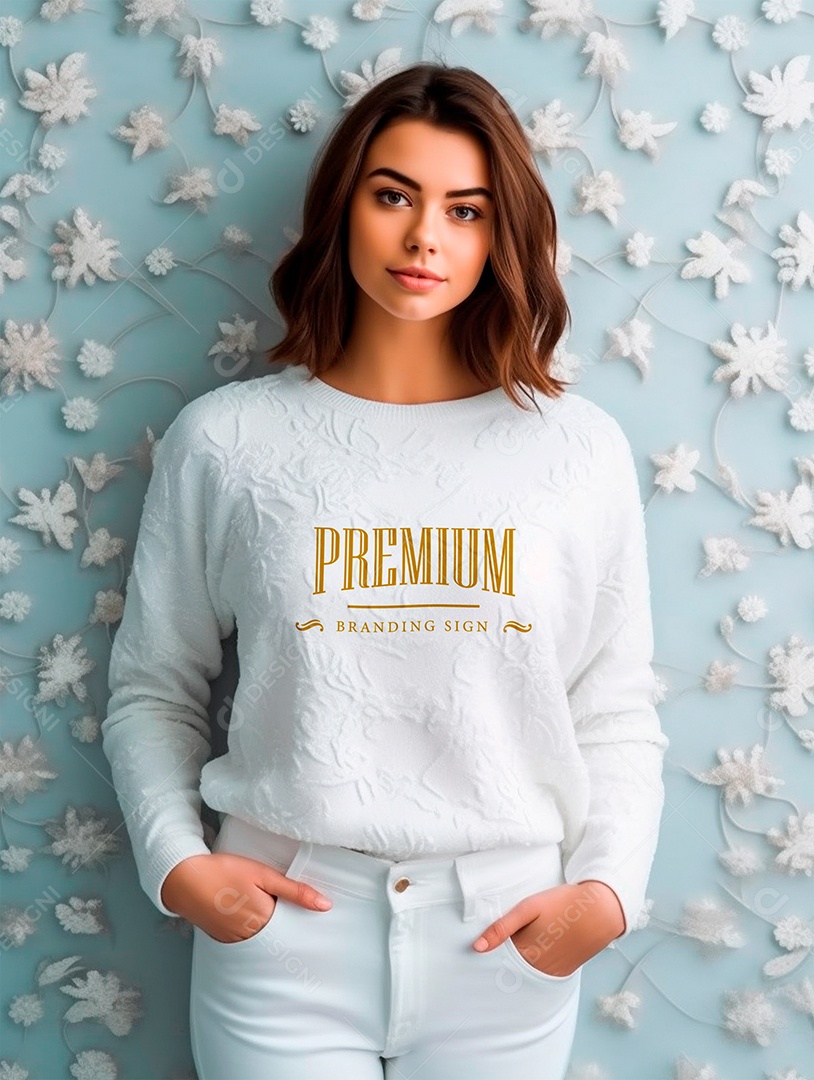 Mockup de Moletom Feminina PSD Editável