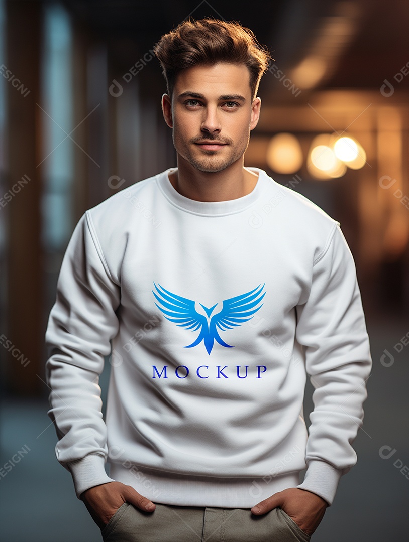 Mockup de Moletom Masculina  PSD Editável