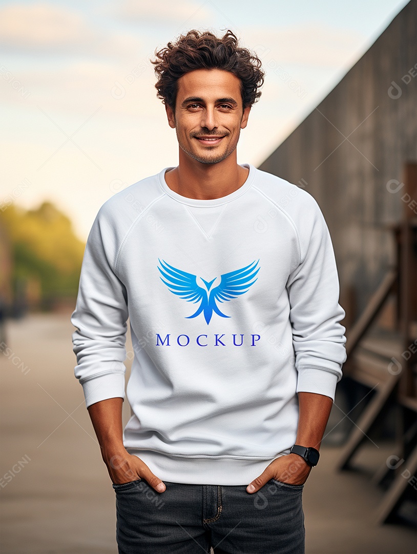 Mockup de Moletom Masculina  PSD Editável
