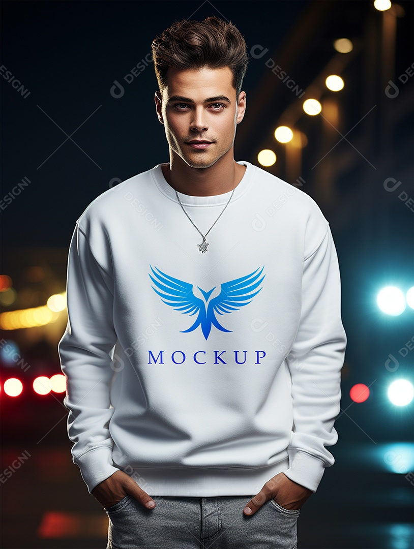 Mockup de Moletom Masculina  PSD Editável