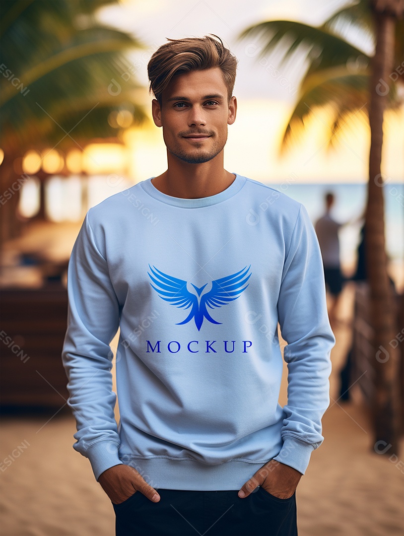 Mockup de Moletom Masculina  PSD Editável
