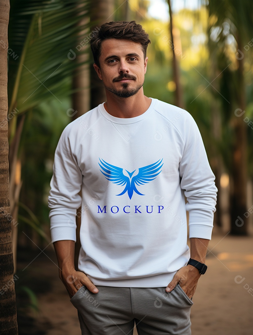 Mockup de Moletom Masculina  PSD Editável