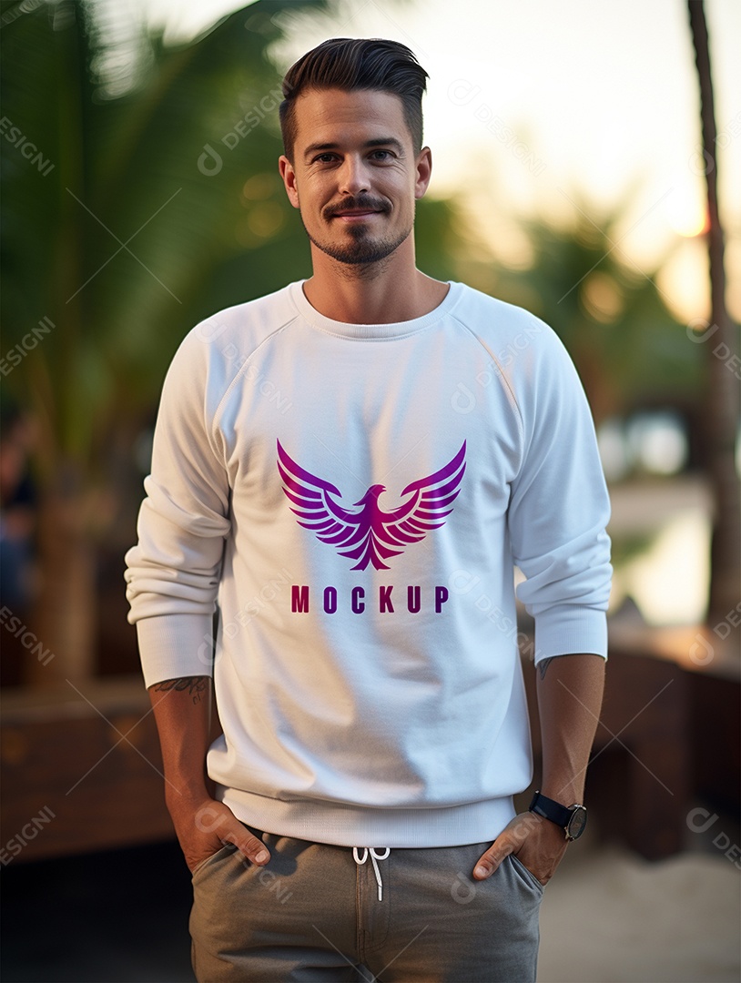 Mockup de Moletom Masculina  PSD Editável