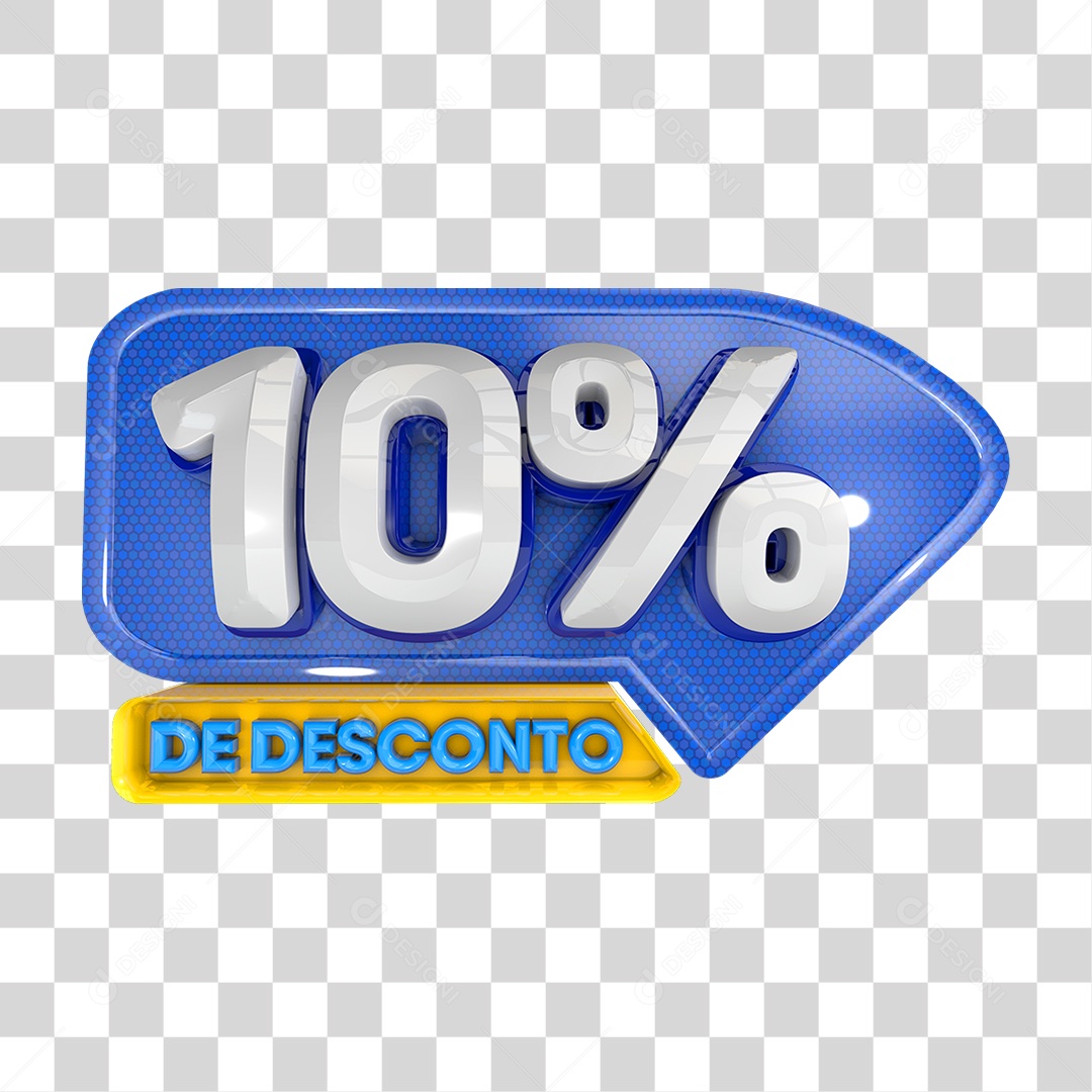 Selo 3D 10% de Desconto PNG Transparente
