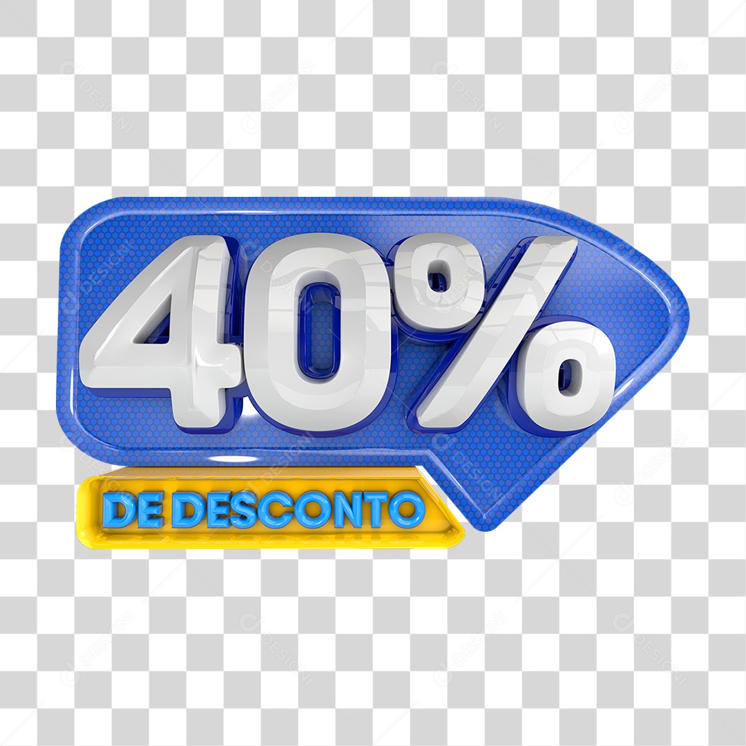 Selo 3D 40% de Desconto PNG Transparente