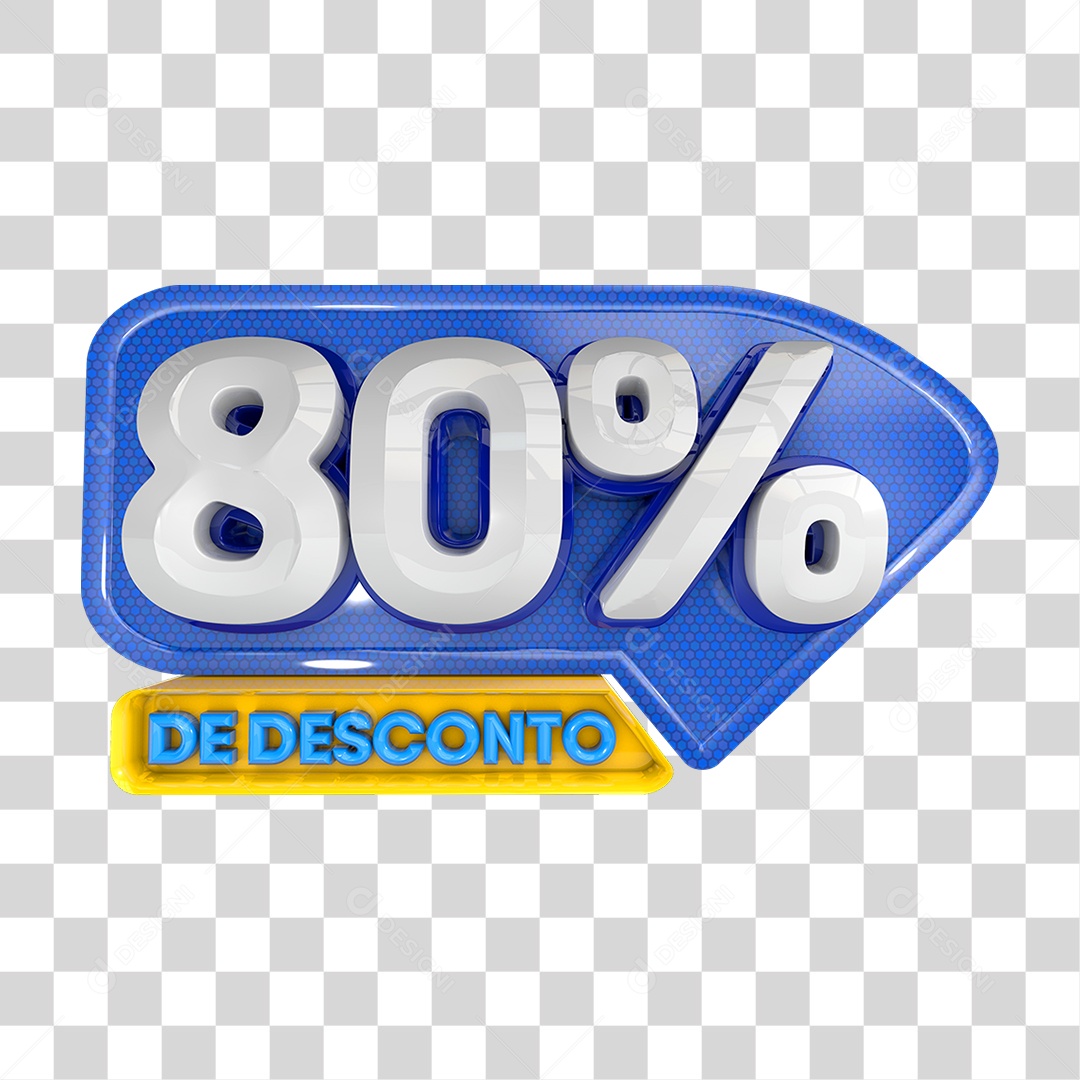 Selo 3D 80% de Desconto PNG Transparente