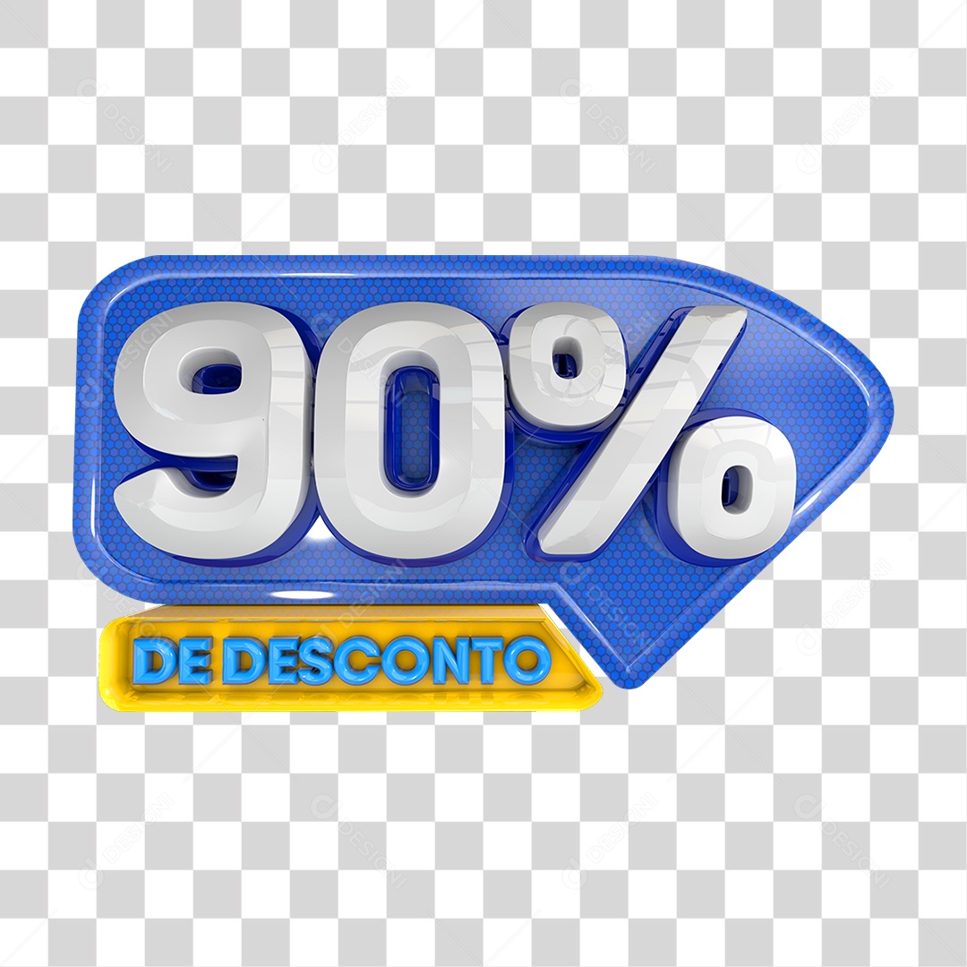 Selo 3D 90% de Desconto PNG Transparente