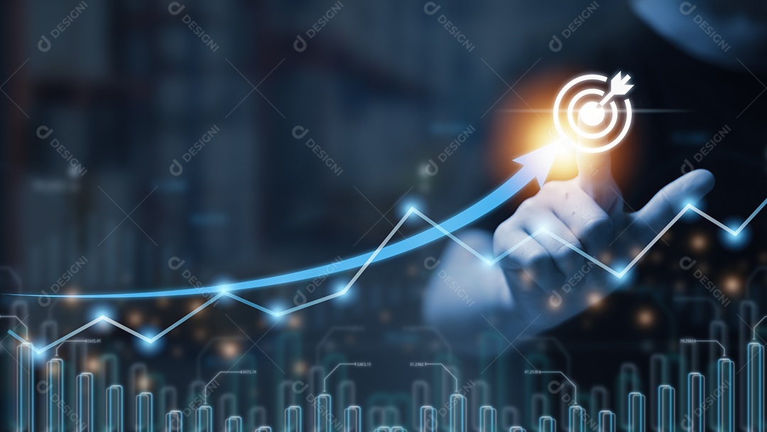 Analisando o balanço financeiro da empresa trabalhando com gráficos virtuais digitais