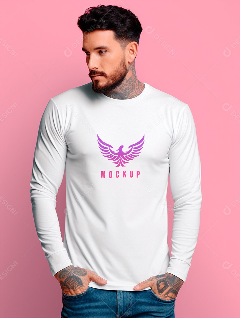 Mockup de Camiseta Manga Longa PSD Editável