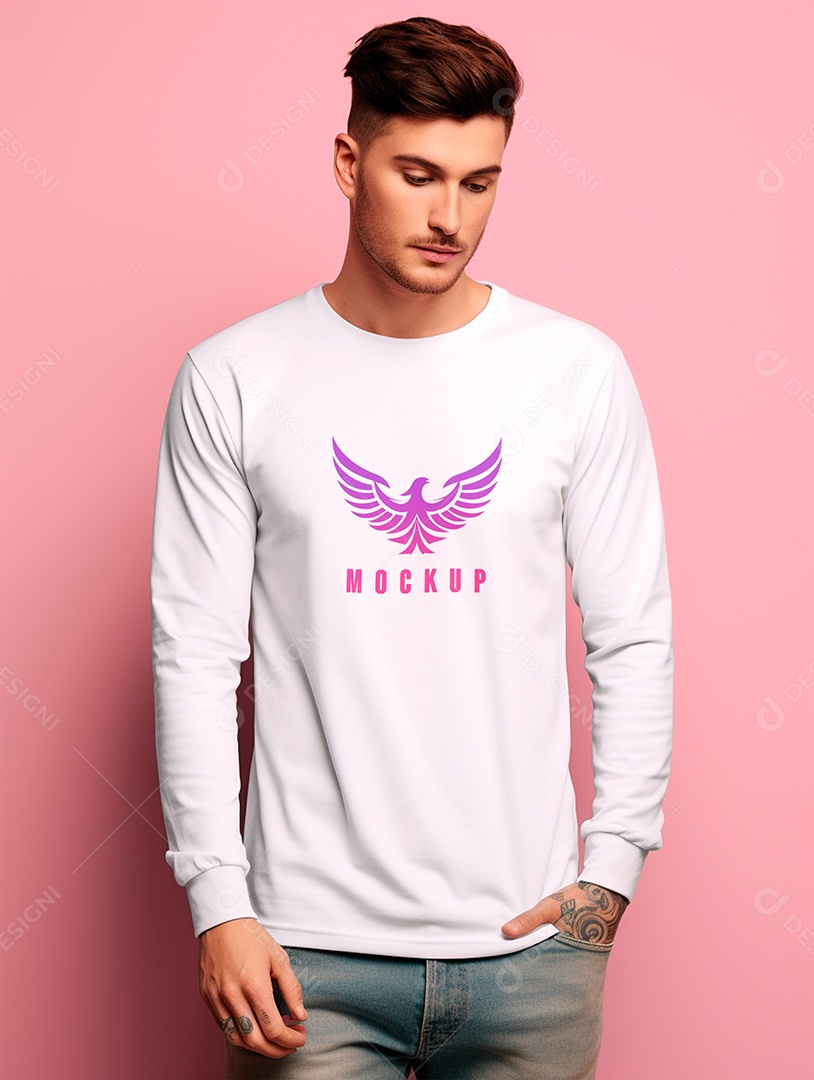 Mockup de Camiseta Manga Longa PSD Editável