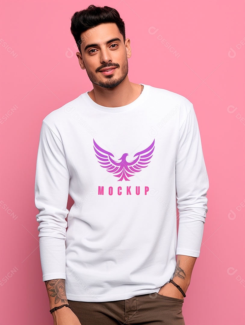 Mockup de Camiseta Manga Longa PSD Editável