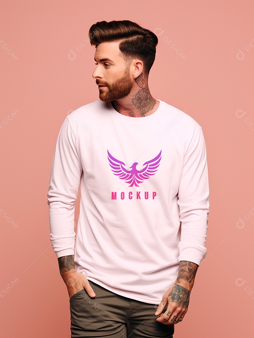 Mockup de Camiseta Manga Longa PSD Editável