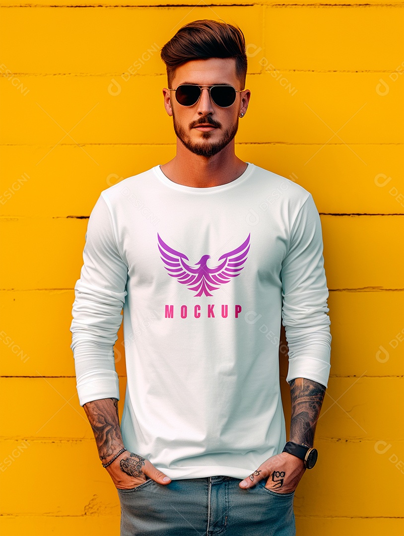 Mockup de Camiseta Manga Longa PSD Editável