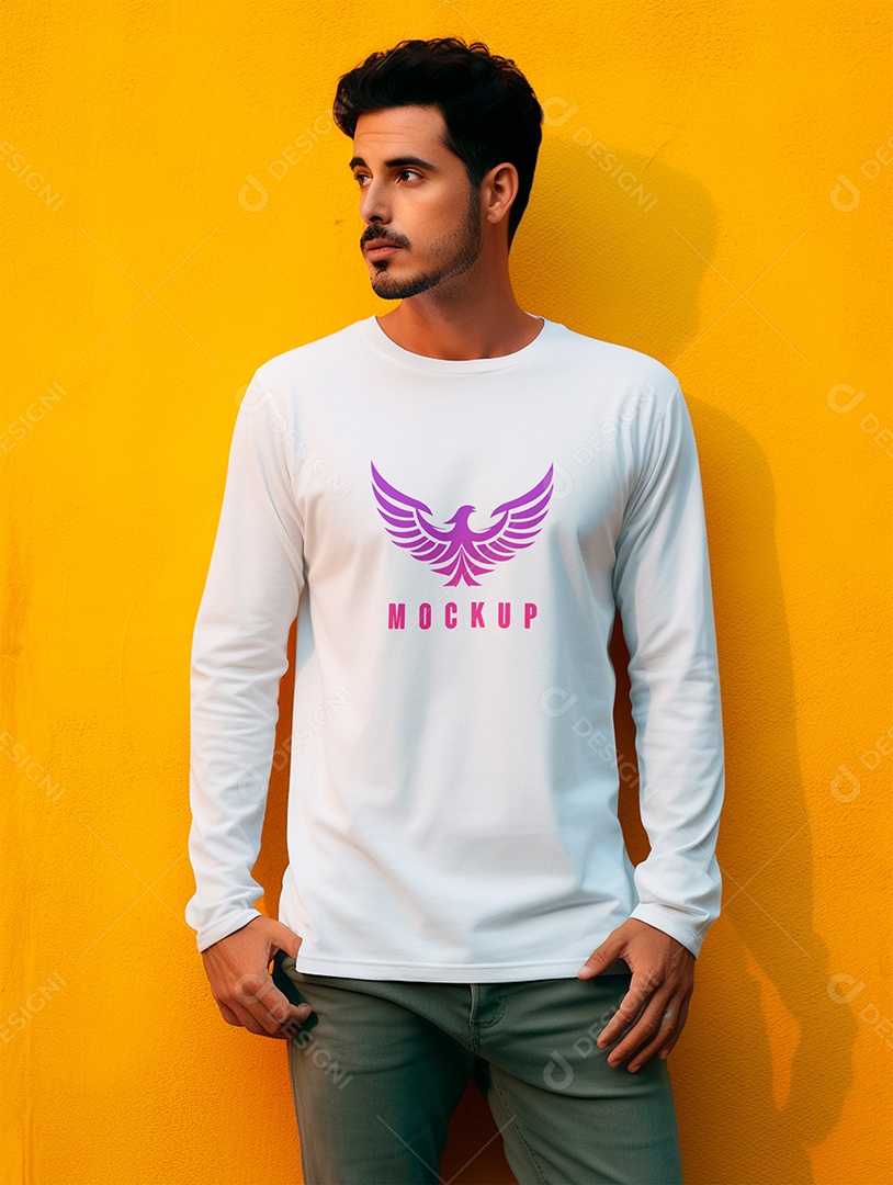Mockup de Camiseta Manga Longa PSD Editável