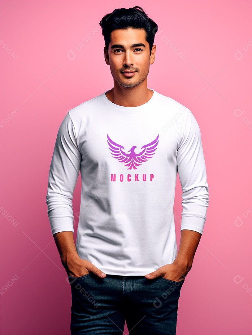 Mockup de Camiseta Manga Longa PSD Editável