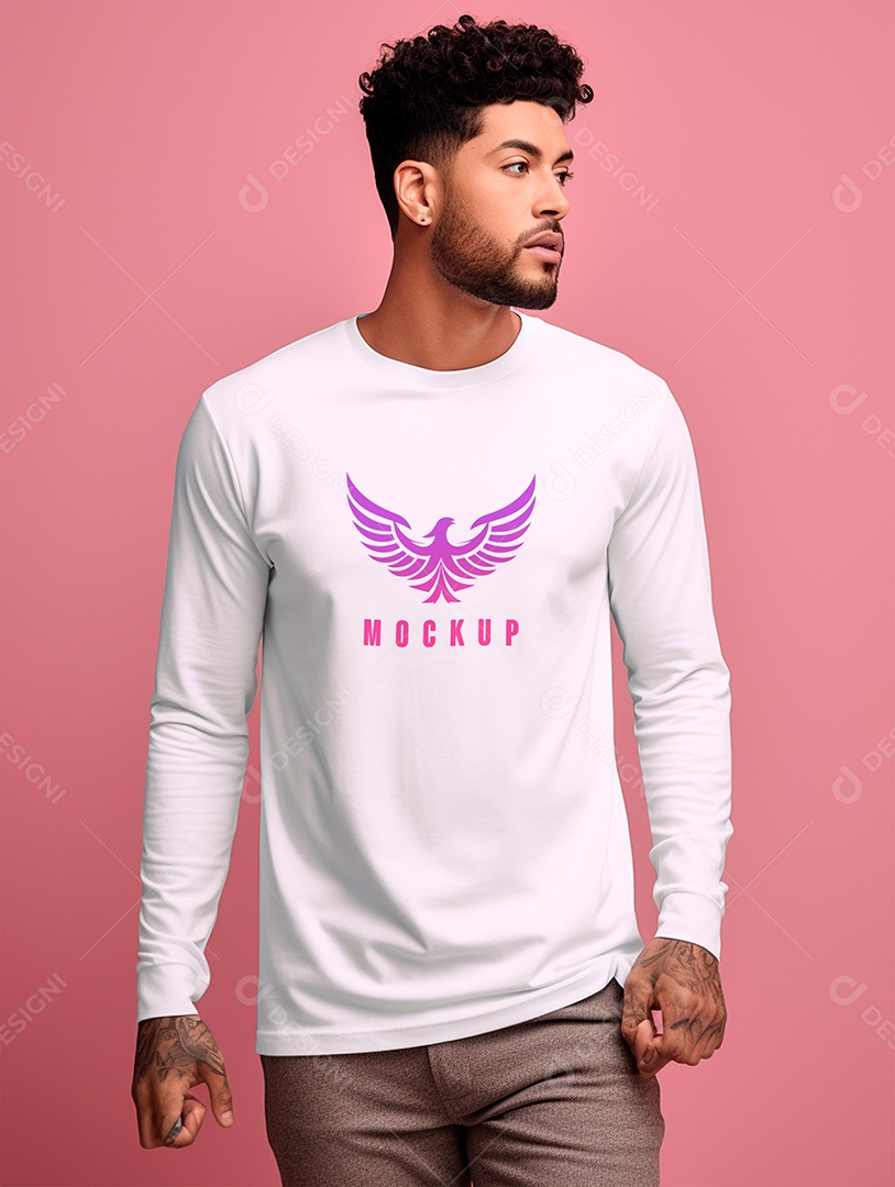 Mockup de Camiseta Manga Longa PSD Editável