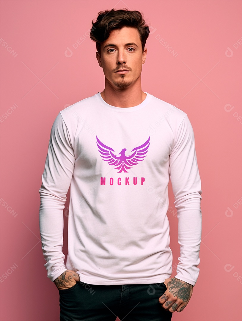 Mockup de Camiseta Manga Longa PSD Editável
