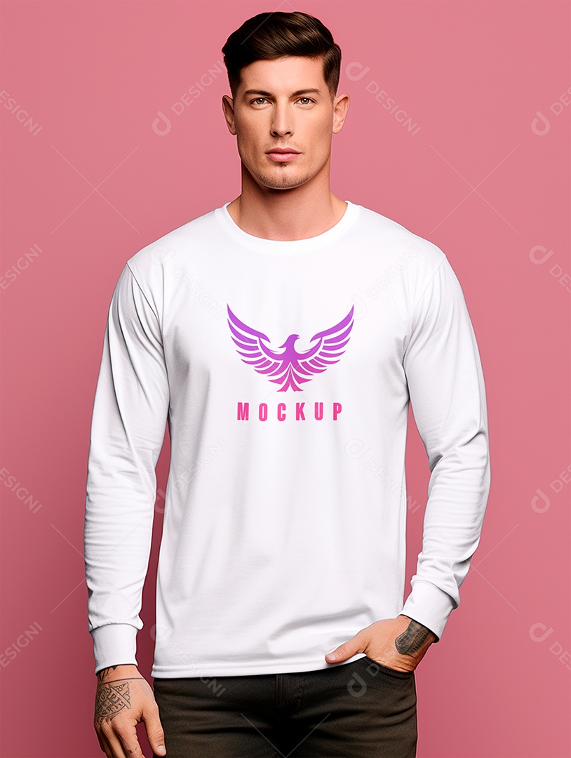 Mockup de Camiseta Manga Longa PSD Editável