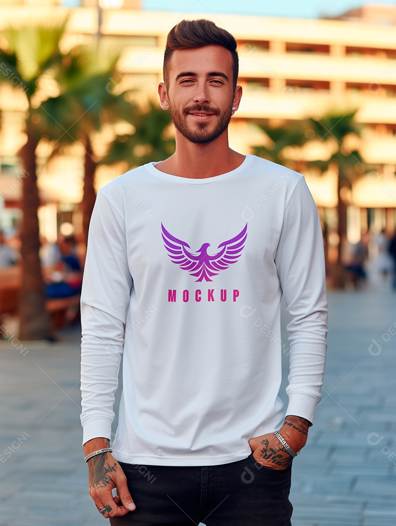 Mockup de Camiseta Manga Longa PSD Editável