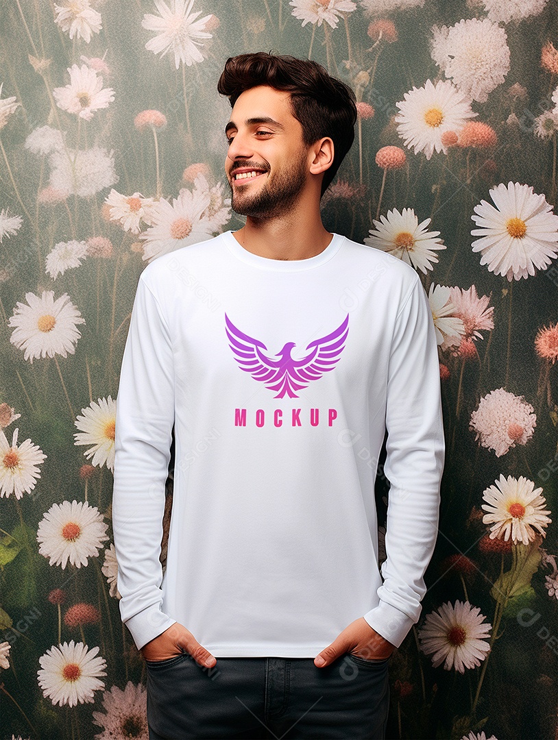 Mockup de Camiseta Manga Longa PSD Editável