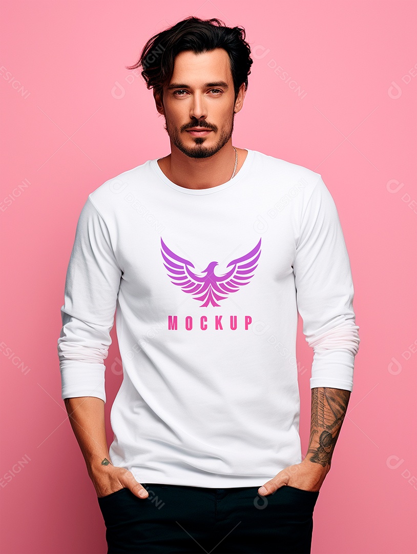 Mockup de Camiseta Manga Longa PSD Editável