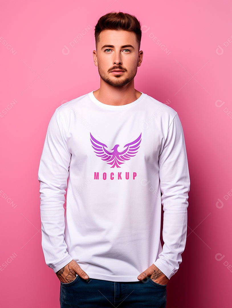 Mockup de Camiseta Manga Longa PSD Editável