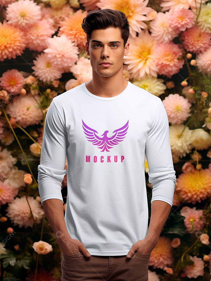 Mockup de Camiseta Manga Longa PSD Editável