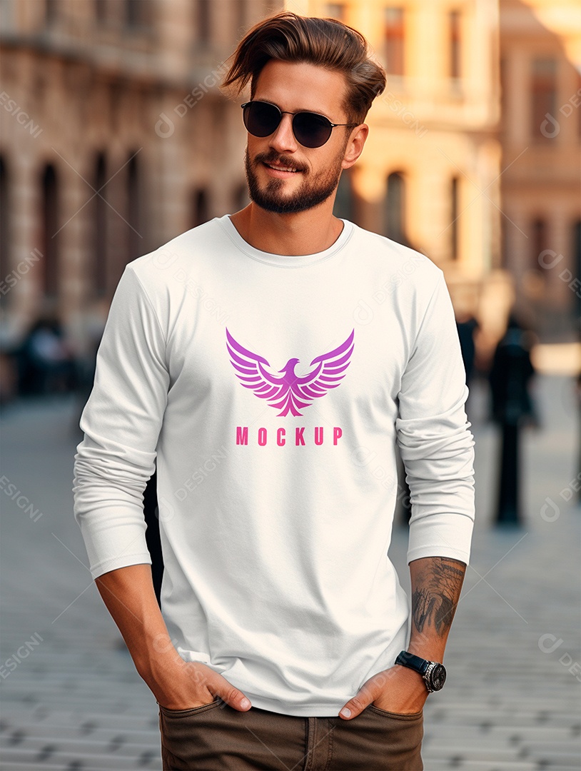 Mockup de Camiseta Manga Longa PSD Editável