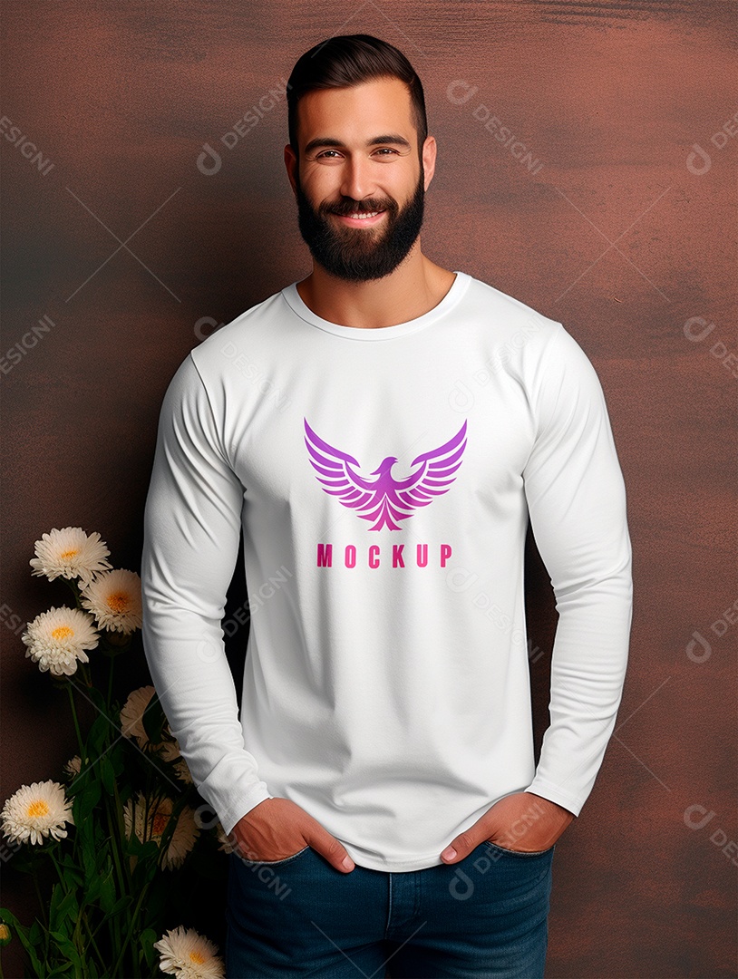 Mockup de Camiseta Manga Longa PSD Editável