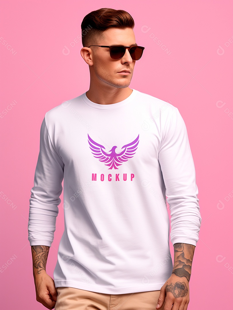 Mockup de Camiseta Manga Longa PSD Editável