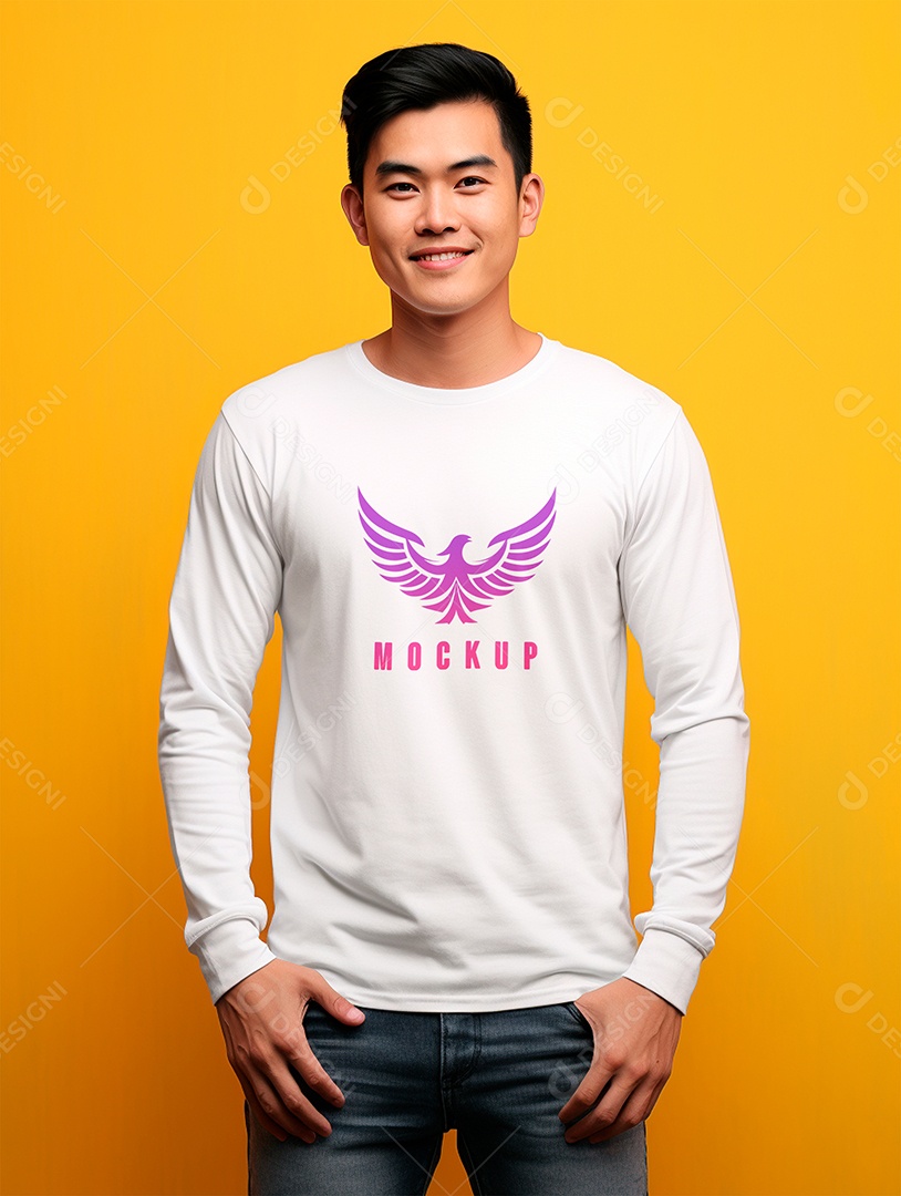 Mockup de Camiseta Manga Longa PSD Editável