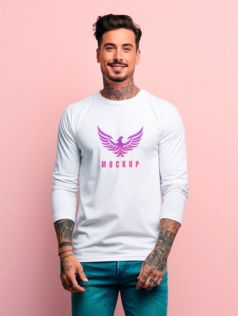 Mockup de Camiseta Manga Longa PSD Editável