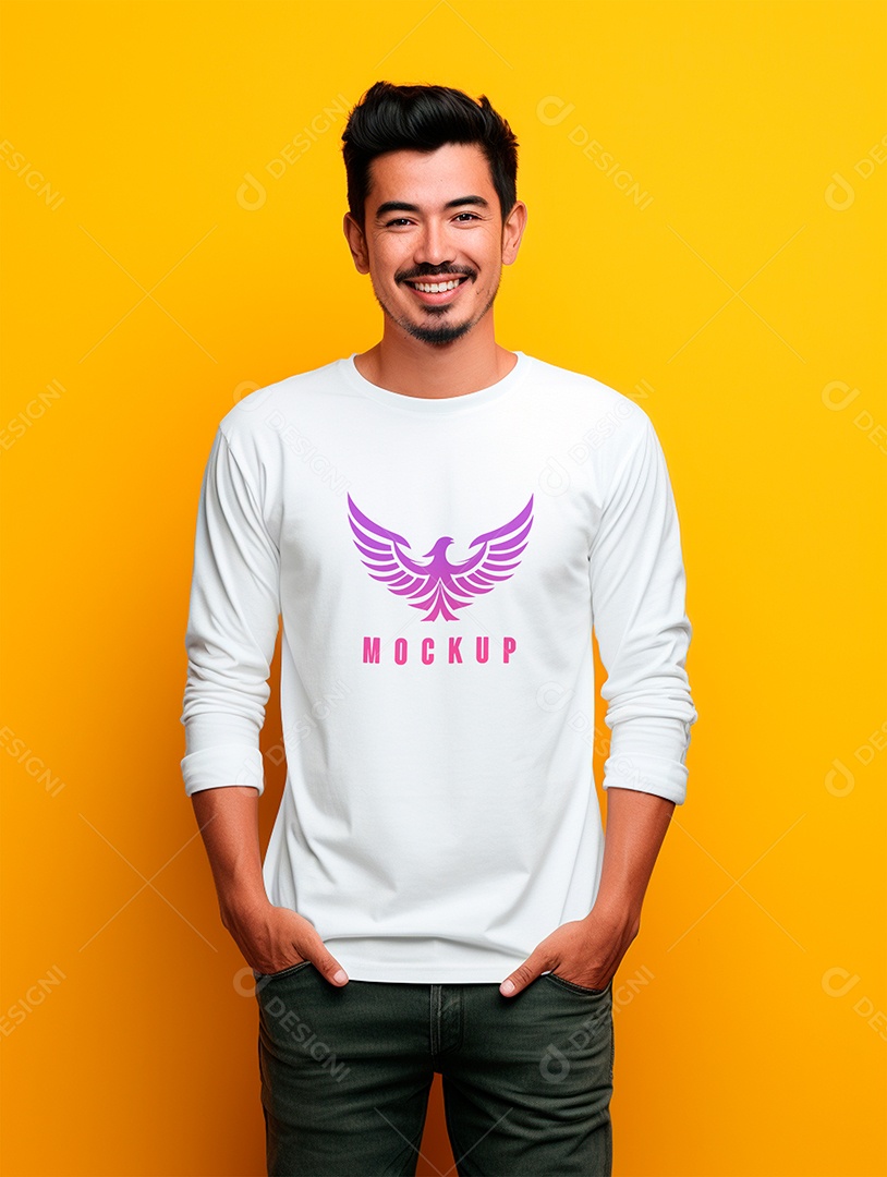 Mockup de Camiseta Manga Longa PSD Editável