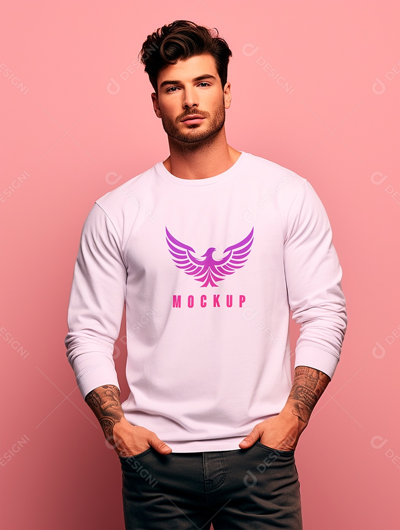 Mockup de Camiseta Manga Longa PSD Editável