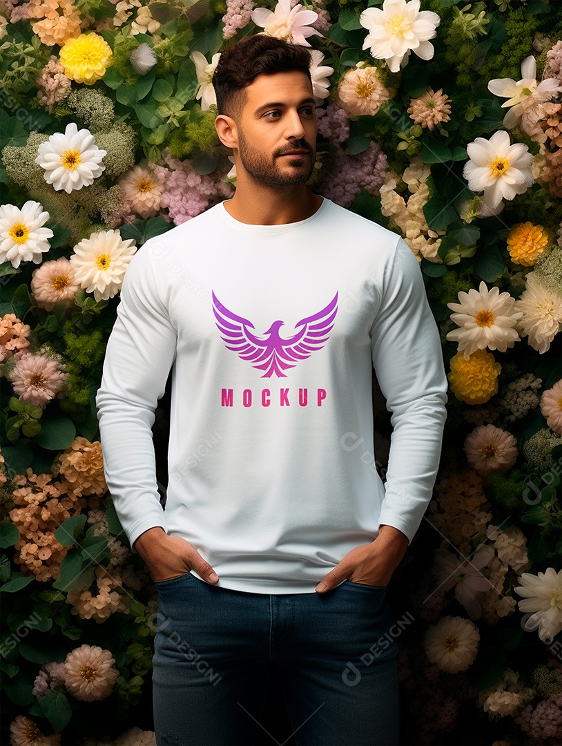 Mockup de Camiseta Manga Longa PSD Editável