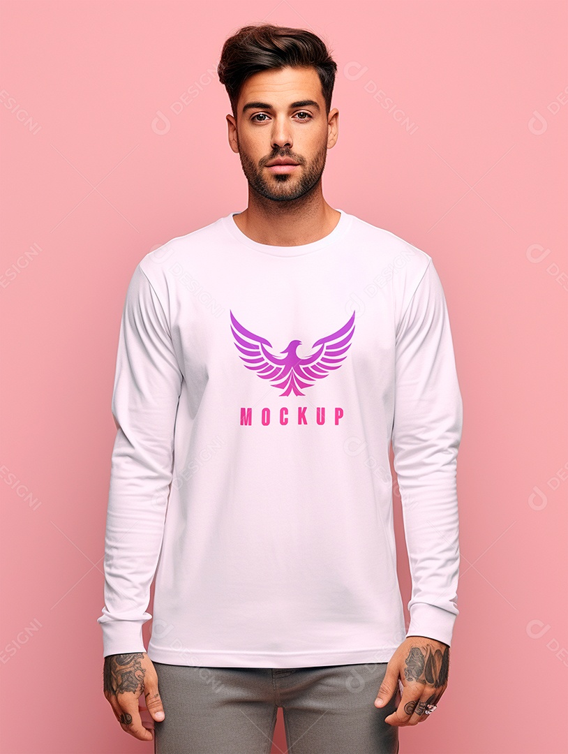 Mockup de Camiseta Manga Longa PSD Editável