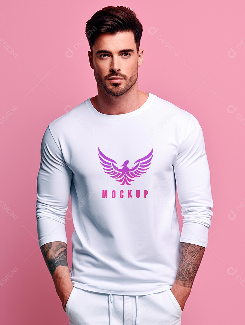 Mockup de Camiseta Manga Longa PSD Editável