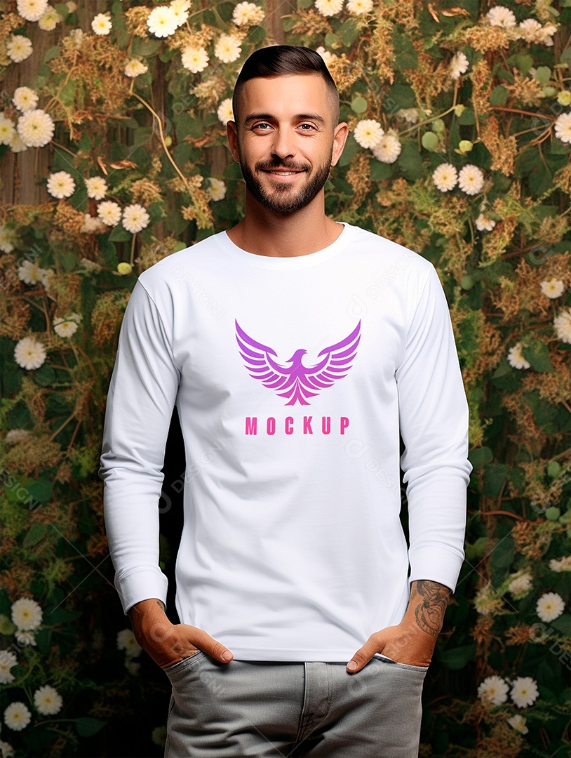 Mockup de Camiseta Manga Longa PSD Editável