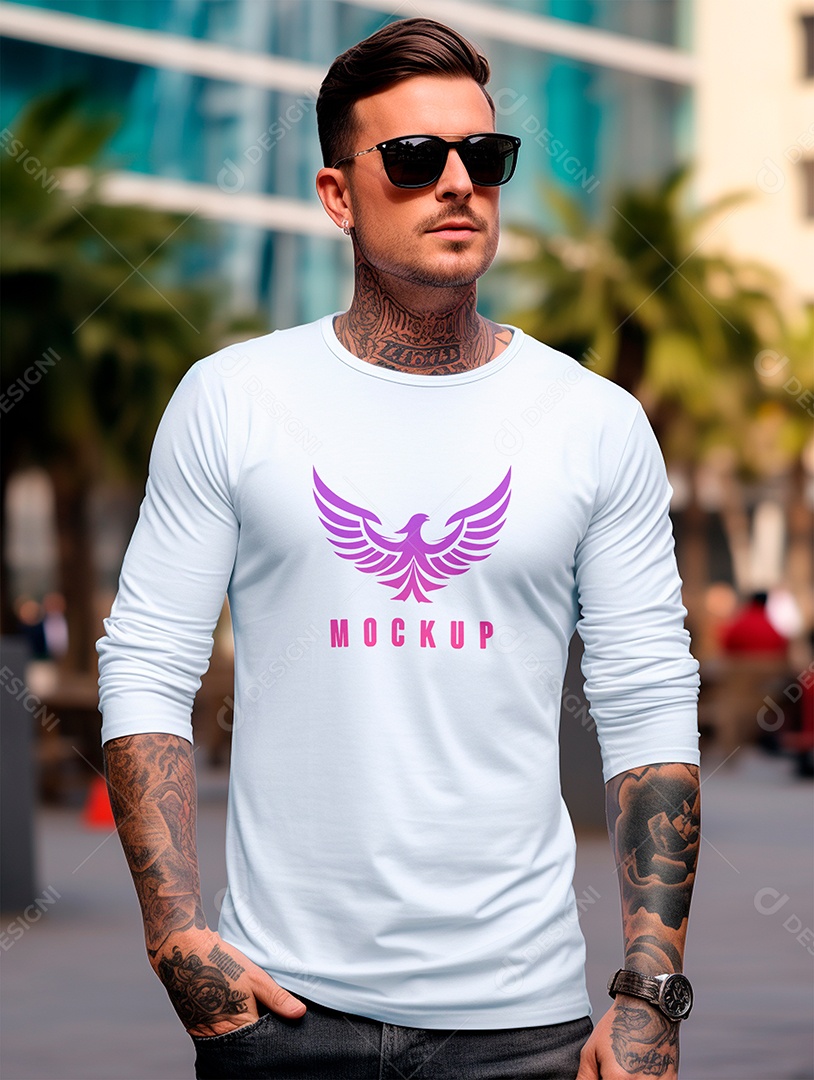 Mockup de Camiseta Manga Longa PSD Editável