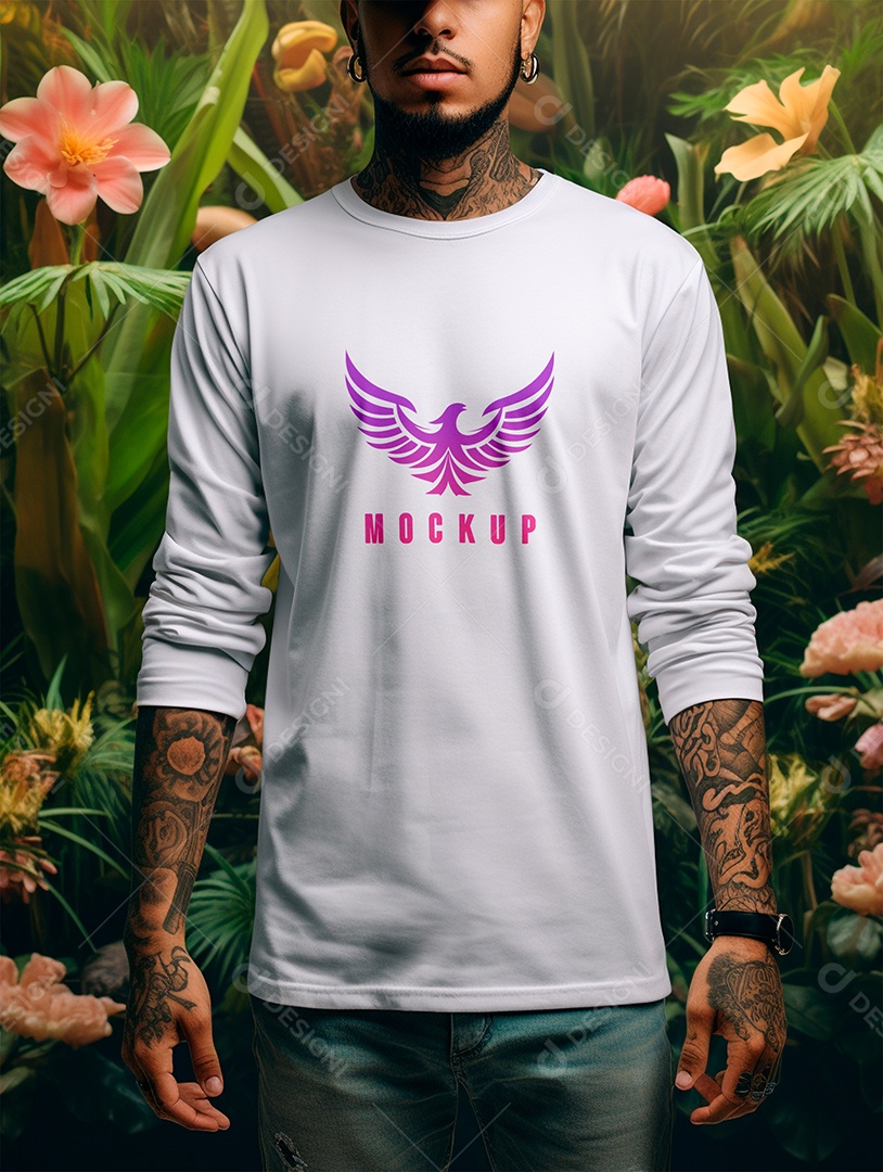 Mockup de Camiseta Manga Longa PSD Editável