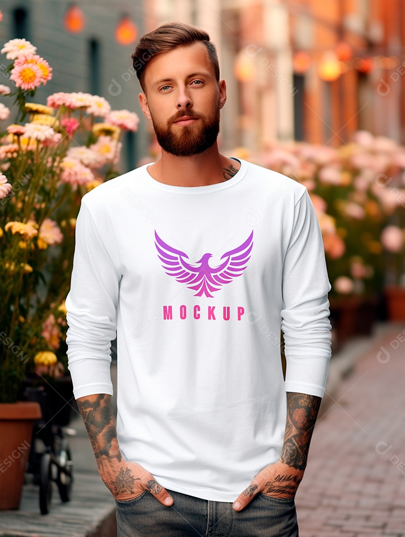 Mockup de Camiseta Manga Longa PSD Editável