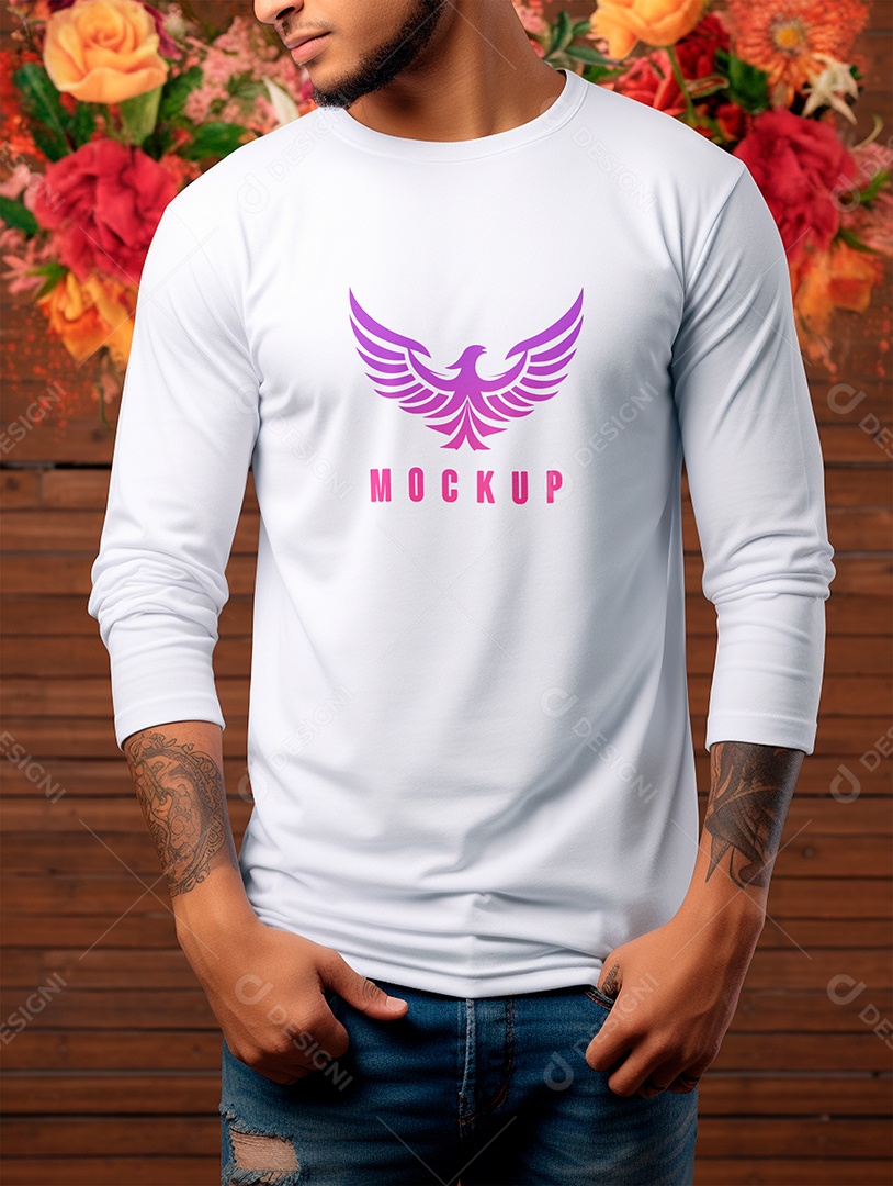 Mockup de Camiseta Manga Longa PSD Editável