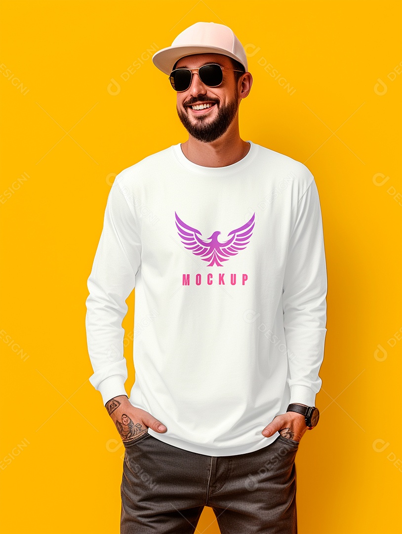 Mockup de Camiseta Manga Longa PSD Editável